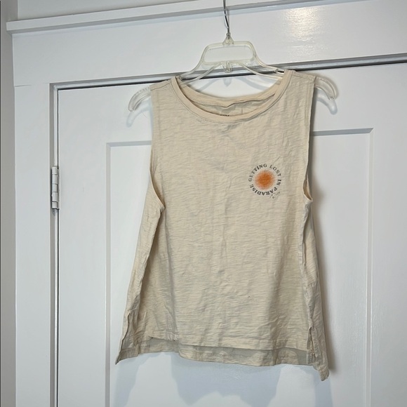 Roxy Cream Muscle Tee with Sun Graphic size large. - Picture 1 of 7